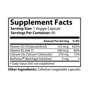 Vitamin D3 + K2  (60 Capsules)